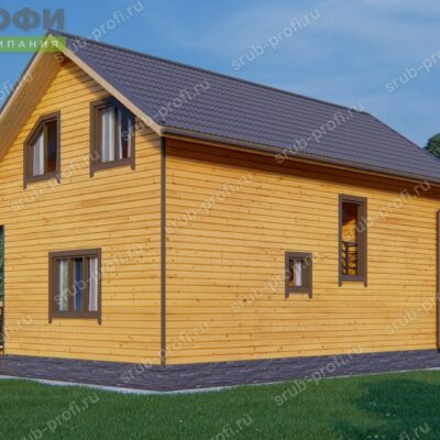 Двухэтажный дом из бруса с мансардой